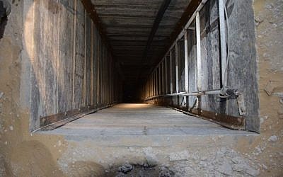 Illustrative photo of a tunnel opening discovered by the IDF in Gaza,  July 20, 2014. (photo credit: IDF)