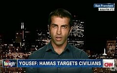 Mosab Hassan Yousef during an interview with CNN, July 2014. (screen capture: YouTube/Yaron Haklai)