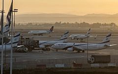 File: Planes sit on the tarmac at Ben Gurion International airport, near Tel Aviv, on August 21, 2014. (AFP/Jack Guez)