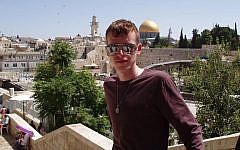 Jonathan McKean-Litewski wearing his Star of David pendant on a recent trip to Jerusalem. (courtesy)