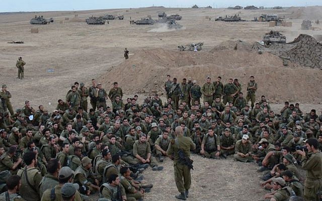 Col. Ghassan Alian, the commander of the Golani Brigade, addressing IDF troops in Gaza, August 2014. Alian was lightly injured during fighting in Shejaiya (photo credit: IDF Spokesperson's Unit/ Flickr)