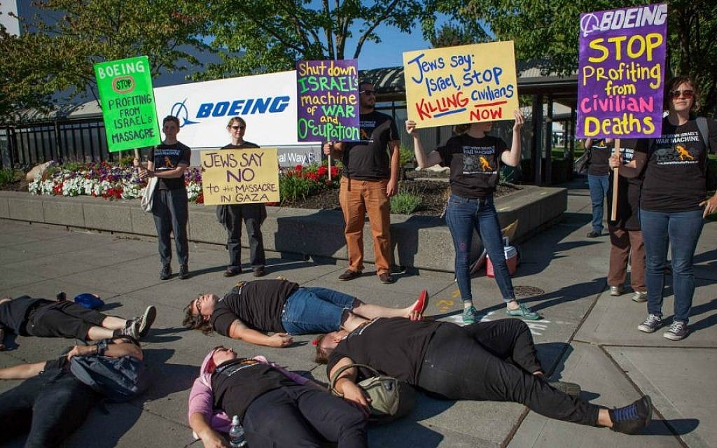 Jewish Voice for Peace protest against Boeing in Seattle in 2014. (Alex Garland Photography) Jewish Voice for Peace protest against Boeing in Seattle in 2014. (Alex Garland Photography)