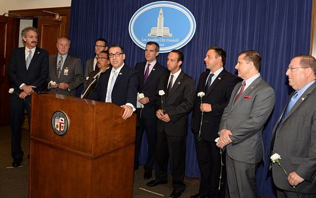 Office of Los Angeles City Council. Caption: LA City Councilmember Bob Blumenfeld addresses Los Angeles City Council chambers. (courtesy) Office of Los Angeles City Council. Caption: LA City Councilmember Bob Blumenfeld addresses Los Angeles City Council chambers. (courtesy)