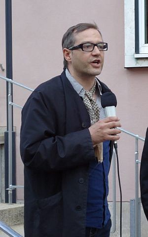 Stop the Bomb's Michael Spaney speaking at a demonstration. (courtesy Michael Spaney of Stop the Bomb) Stop the Bomb's Michael Spaney speaking at a demonstration. (courtesy Michael Spaney of Stop the Bomb)
