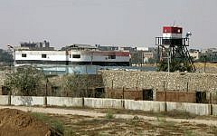 An Egyptian security control tower near the Egypt-Gaza border at Rafah, in the southern Gaza Strip, August 13, 2014. (Photo credit: Abed Rahim Khatib/Flash90)