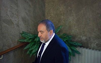 Foreign Minister Avigdor Liberman in Jerusalem on August 17, 2014. (photo credit: Emil Salman/Pool/Flash90)