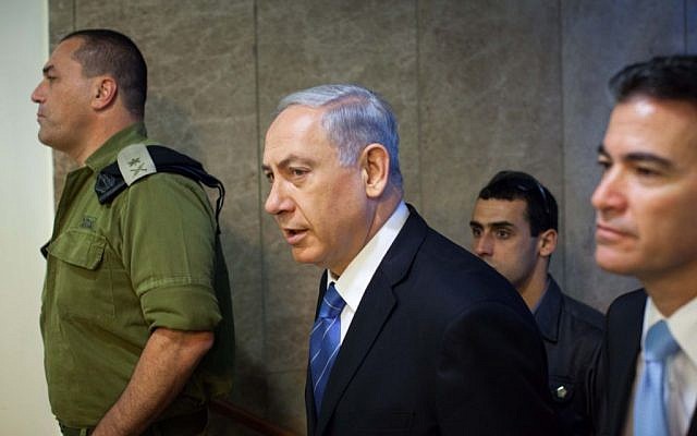 Israeli Prime Minister Benjamin Netanyahu arriving at the weekly cabinet meeting in Jerusalem, August 17, 2014. (photo credit: Emil Salman/Flash90/Pool) Israeli Prime Minister Benjamin Netanyahu arriving at the weekly cabinet meeting in Jerusalem, August 17, 2014. (photo credit: Emil Salman/Flash90/Pool)