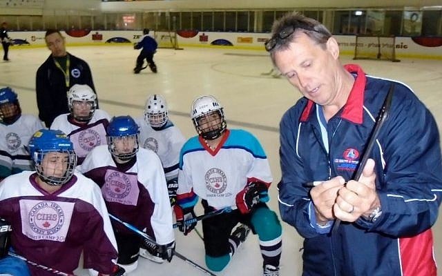 Ex-NHL player Laurie Boschman instructing young Israeli hockey players at the Canada Centre in Metulla, July 2014. (photo credit: JTA/Courtesy: Laurie Boschman) Ex-NHL player Laurie Boschman instructing young Israeli hockey players at the Canada Centre in Metulla, July 2014. (photo credit: JTA/Courtesy: Laurie Boschman)