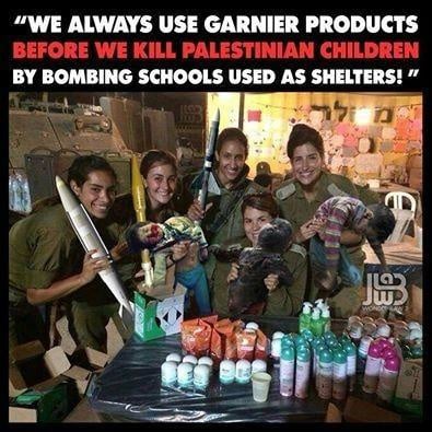 Meme depicting female IDF soldiers holding a macabre assortment of missiles and dead babies. (courtesy) Meme depicting female IDF soldiers holding a macabre assortment of missiles and dead babies. (courtesy)