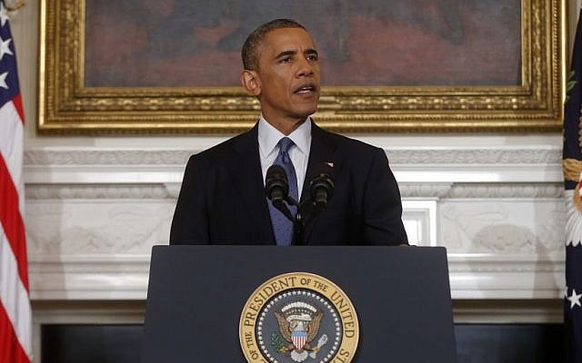 US President Barack Obama speaks at the White House on August 7, 2014. (Photo credit: AP/Charles Dharapak) US President Barack Obama speaks at the White House on August 7, 2014. (Photo credit: AP/Charles Dharapak)