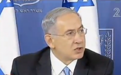 Prime Minister Benjamin Netanyahu speaks at a press conference Saturday, August 2, 2014. (screen capture: Channel 2)