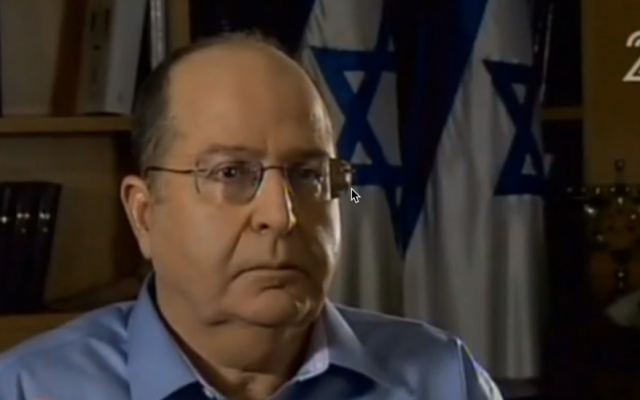 Defense Minister Moshe Ya'alon speaks to Channel 2 on Friday, August 29, 2014. (screen capture: Channel 2) Defense Minister Moshe Ya'alon speaks to Channel 2 on Friday, August 29, 2014. (screen capture: Channel 2)