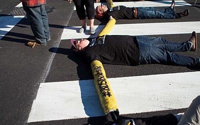Many of Jewish Voice for Peace protests are BDS-driven. Here, a 'die-in' against Boeing in Seattle, July 28. 2014. (Alex Garland Photography) Many of Jewish Voice for Peace protests are BDS-driven. Here, a 'die-in' against Boeing in Seattle, July 28. 2014. (Alex Garland Photography)