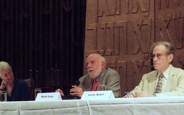 Jewish civil rights volunteers Heather Booth, Mark Levy and Larry Rubin participating in a panel in Jackson, Miss., to mark the 50th anniversary of Freedom Summer, June 2014. (Institute of Southern Jewish Life via JTA)