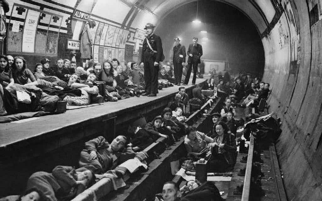 Taking shelter at London's Aldwych tube station, 1940. There were bombings almost every night during the Blitz. (photo credit: Imperial War Museum/public domain)