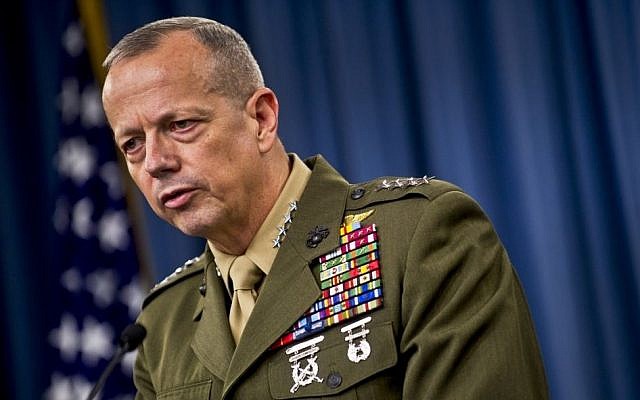 Retired Gen. John Allen briefs reporters at the Pentagon, May 23, 2012. (photo credit: Chad J. McNeeley/US Navy/DoD) Retired Gen. John Allen briefs reporters at the Pentagon, May 23, 2012. (photo credit: Chad J. McNeeley/US Navy/DoD)