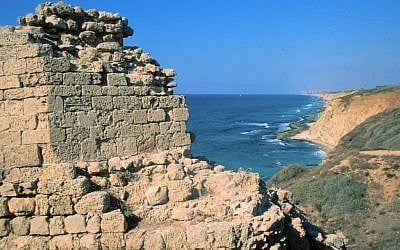 Apollonia, with the Mediterranean Sea in the background (photo credit: Shmuel Bar-Am)