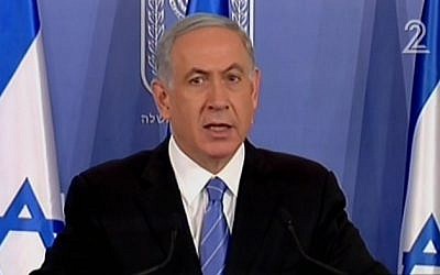 Benjamin Netanyahu speaking to the press Wednesday, August 20, 2014. (photo credit: Screen capture Channel 2)
