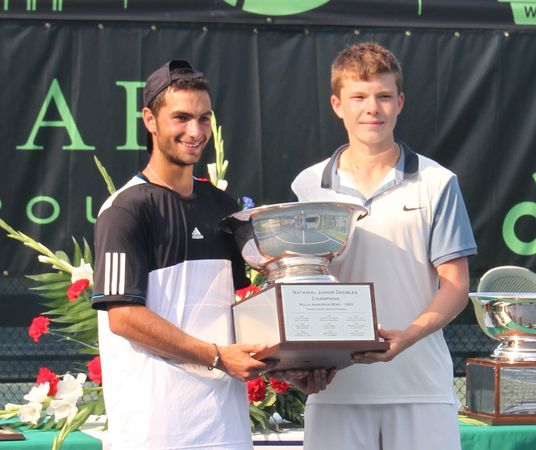 Noah Rubin and his partner, Stefan Kozlov won the doubles championship in Kalmazoo and received automatic entry into the US Open doubles draw. (Melanie Rubin)