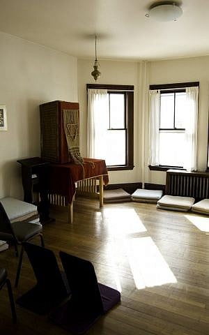 The davening room at Havurat Shalom, virtually unchanged since the early 1970s. (Jesse Edsell-Vetter/JTA)