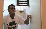 A screenshot from an internet video about Israelis reacting to siren-like sounds (YouTube)