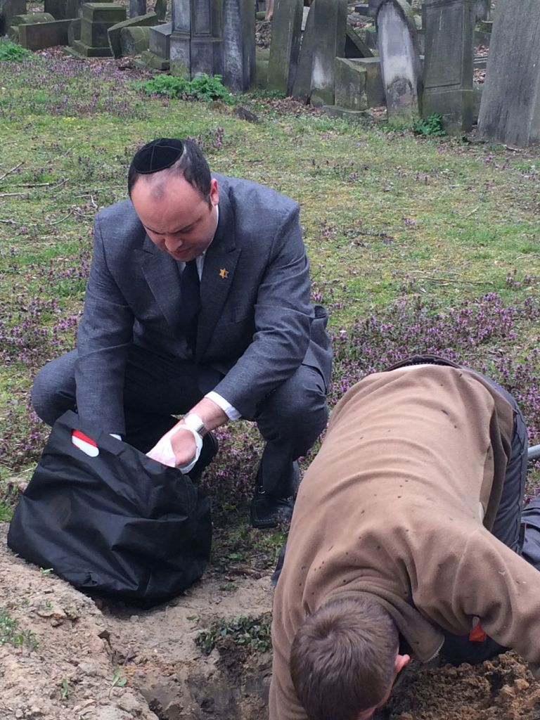 Jewish remains taken for reburial in Warsaw by head of From the Depths Jonny Daniels. (courtesy)
