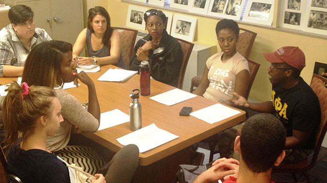 Cultural Leadership alumni gathered on August 19 to discuss ways to facilitate productive conversations about the Michael Brown shooting. (JTA)