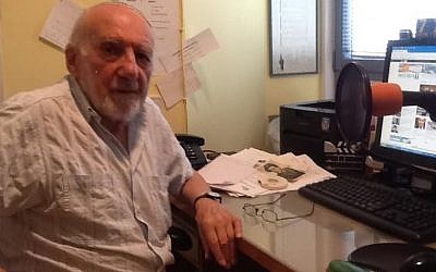 Walter Bingham, Israel's oldest active journalist (photo credit: Lazar Berman/ Times of Israel)