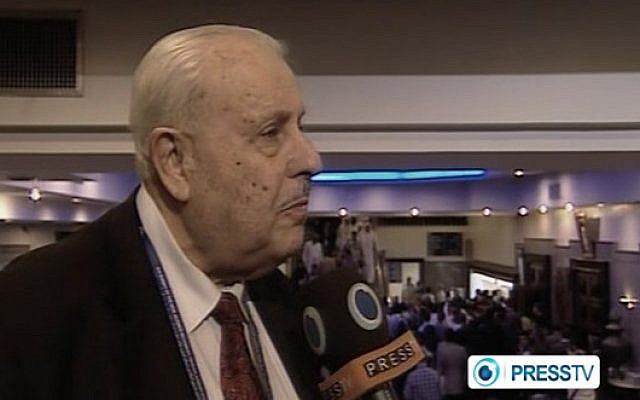 Screenshot of Palestinian ambassador to Iran, Salah Zawawi, giving an interview to Iran's Press TV.