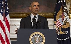 US President Barack Obama delivers a statement from the White House in Washington, DC, September 18, 2014. (photo credit: AFP/Jim Watson)