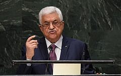 Palestinian Authority President Mahmoud Abbas addresses the 69th Session of the UN General Assembly on September 26, 2014, in New York. (photo credit: AFP/Timothy A. Clary)