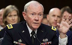 General Martin Dempsey testifies before the Senate Armed Services Committee on Capitol Hill, in Washington, DC, on September 16, 2014. (photo credit: AFP/Chip Somodevilla/Getty Images)