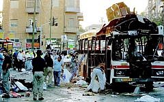 Hamas suicide bombing in Jerusalem on June 11, 2003, which killed 16 people. (Quique Kierszenbaum/Getty Images/JTA)