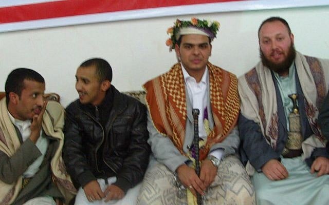 Journalist Steve Sotloff, far right, in Yemen, 2011. (photo credit: Facebook/Oren Kessler)
