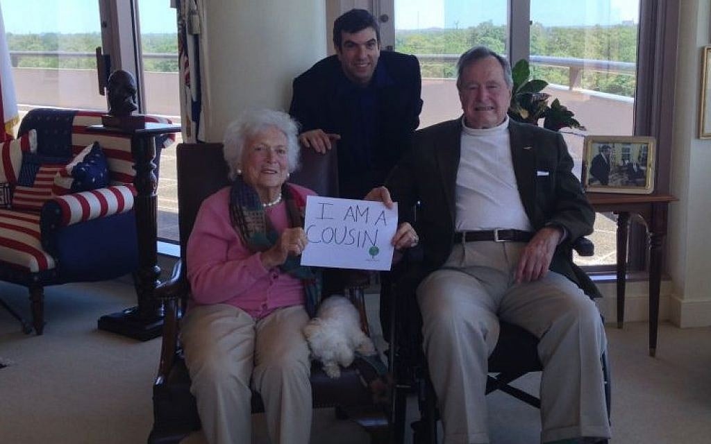 President George H. W. Bush and Barbara Bush are distant cousins of A.J. Jacobs. They plan on being at the Global Family Reunion via video message. (Courtesy) President George H. W. Bush and Barbara Bush are distant cousins of A.J. Jacobs. They plan on being at the Global Family Reunion via video message. (Courtesy)