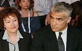 Governor of Bank of Israel Karnit Flug and Finance Minister Yair Lapid at an economy conference on September 2, 2014. (photo credit: Flash90)