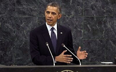 US President Barack Obama at the UN in 2013. (photo credit: AP Photo/Richard Drew, File)