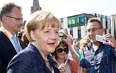 German Chancellor Angela Merkel on Saturday, September 6, 2014 (Photo credit: AP/DPA/Bernd von Jutrczenka)