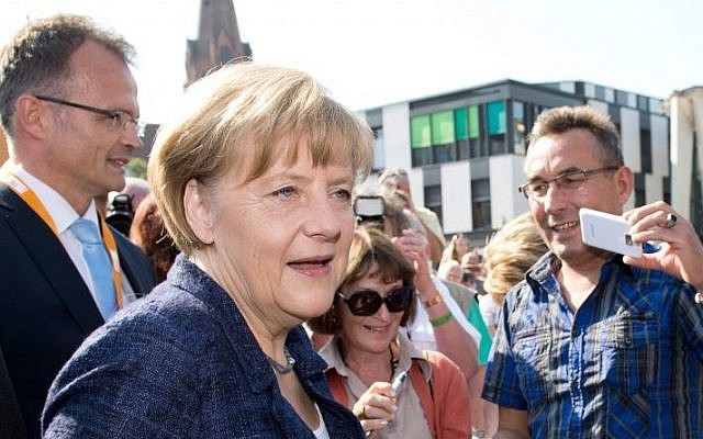 German Chancellor Angela Merkel on Saturday, September 6, 2014 (Photo credit: AP/DPA/Bernd von Jutrczenka) German Chancellor Angela Merkel on Saturday, September 6, 2014 (Photo credit: AP/DPA/Bernd von Jutrczenka)