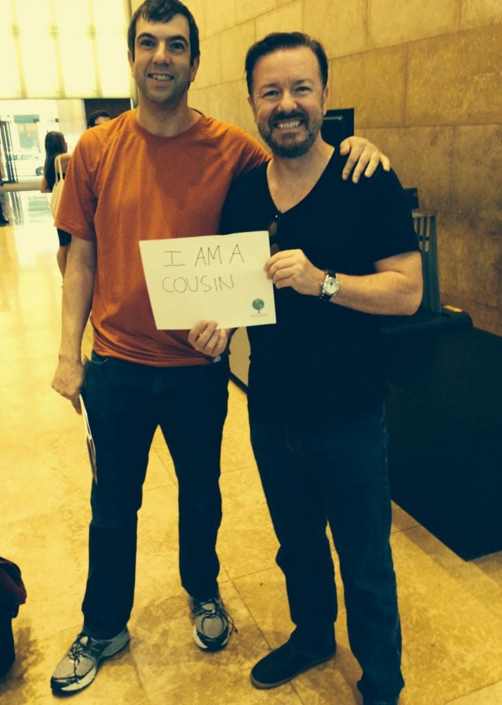 Comedian Ricky Gervais is a cousin— no joke. (Courtesy) Comedian Ricky Gervais is a cousin— no joke. (Courtesy)