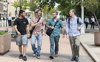 Israel Defense Forces Veterans begin their first year at Yeshiva University in New York City. Left to right: Shmuel Goldis, Jonathan Sidlow, Daniel Gofine, and Ethan Gipsman. (courtesy)