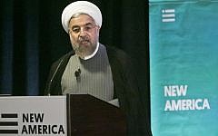 Iranian President Hassan Rouhani speaks during his keynote address at New America, a public policy institute and think tank, on Wednesday, Sept. 24, 2014 in New York (Photo credit: Bebeto Matthews/AP)