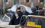 George Clooney on his way to marry Amal Alamuddin, in Venice, Italy, Saturday, Sept. 27, 2014. (photo credit: AP Photo/Andrew Medichini)
