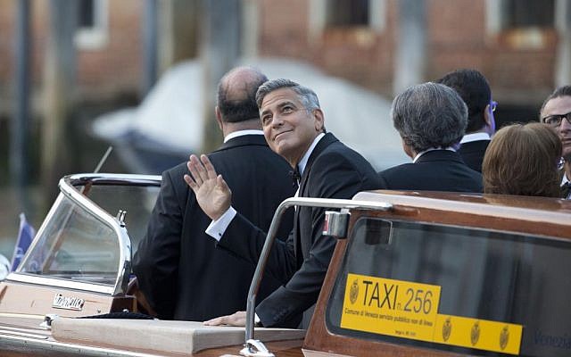 George Clooney on his way to marry Amal Alamuddin, in Venice, Italy, Saturday, Sept. 27, 2014. (photo credit: AP Photo/Andrew Medichini) George Clooney on his way to marry Amal Alamuddin, in Venice, Italy, Saturday, Sept. 27, 2014. (photo credit: AP Photo/Andrew Medichini)