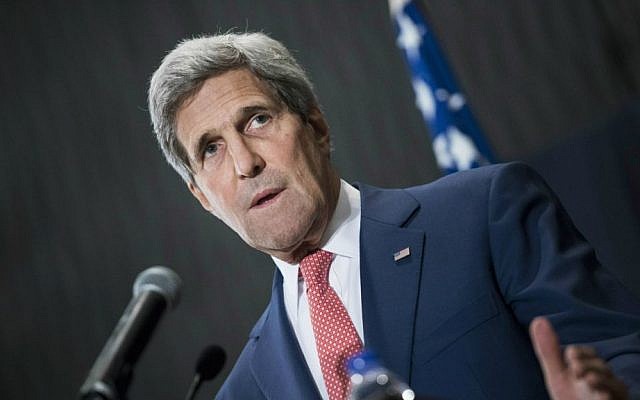 US Secretary of State John Kerry speaks during a joint press conference with Egyptian Foreign Minister Sameh Shukri in Cairo, Egypt, on Saturday, Sept. 13, 2014 (photo credit: AP/Brendan Smialowski, Pool) US Secretary of State John Kerry speaks during a joint press conference with Egyptian Foreign Minister Sameh Shukri in Cairo, Egypt, on Saturday, Sept. 13, 2014 (photo credit: AP/Brendan Smialowski, Pool)