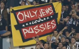 Illustrative: Fans hold up an anti-Semitic banner during a Europa League soccer match in Belgrade between UK club Tottenham and Belgrade's Partizan, Thursday September 18, 2014. (screen capture: YouTube/Danger News, illustrative)