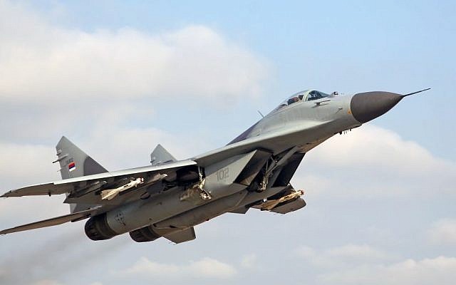 Illustrative photo of a Russian MiG-29 such as those used by the Syrian Air Force. (CC-BY-SA/Krasimir Grozev/Wikimedia Commons) Illustrative photo of a Russian MiG-29 such as those used by the Syrian Air Force. (CC-BY-SA/Krasimir Grozev/Wikimedia Commons)