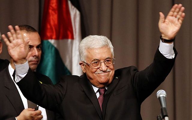 Palestinian Authority President Mahmoud Abbas after delivering a speech at Cooper Union in New York, September 22, 2014. (photo credit: AP/Jason DeCrow) Palestinian Authority President Mahmoud Abbas after delivering a speech at Cooper Union in New York, September 22, 2014. (photo credit: AP/Jason DeCrow)