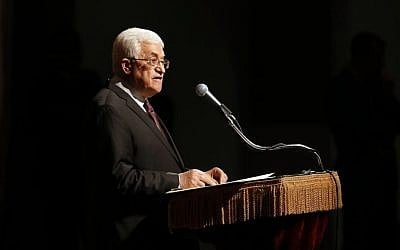 Palestinian President Mahmoud Abbas delivers a speech at Cooper Union, Monday, Sept. 22, 2014, in New York. (photo credit: AP Photo/Jason DeCrow)
