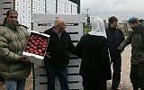 Druze farmers export apples from Israel to Syria at the Quneitra border crossing in 2007. The trade was not possible this year. (photo credit: Flash90)